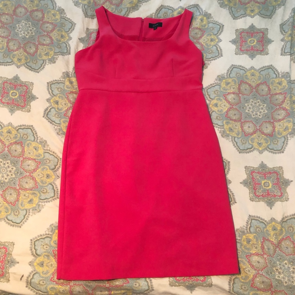 Hot pink scoop neck sheath dress. J Crew. 16